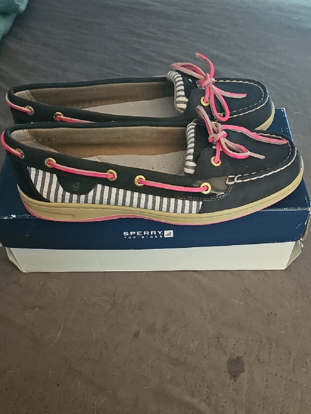 Sperry Angelfish Navy Stripe Women's Moccasins - Picture 3 of 6